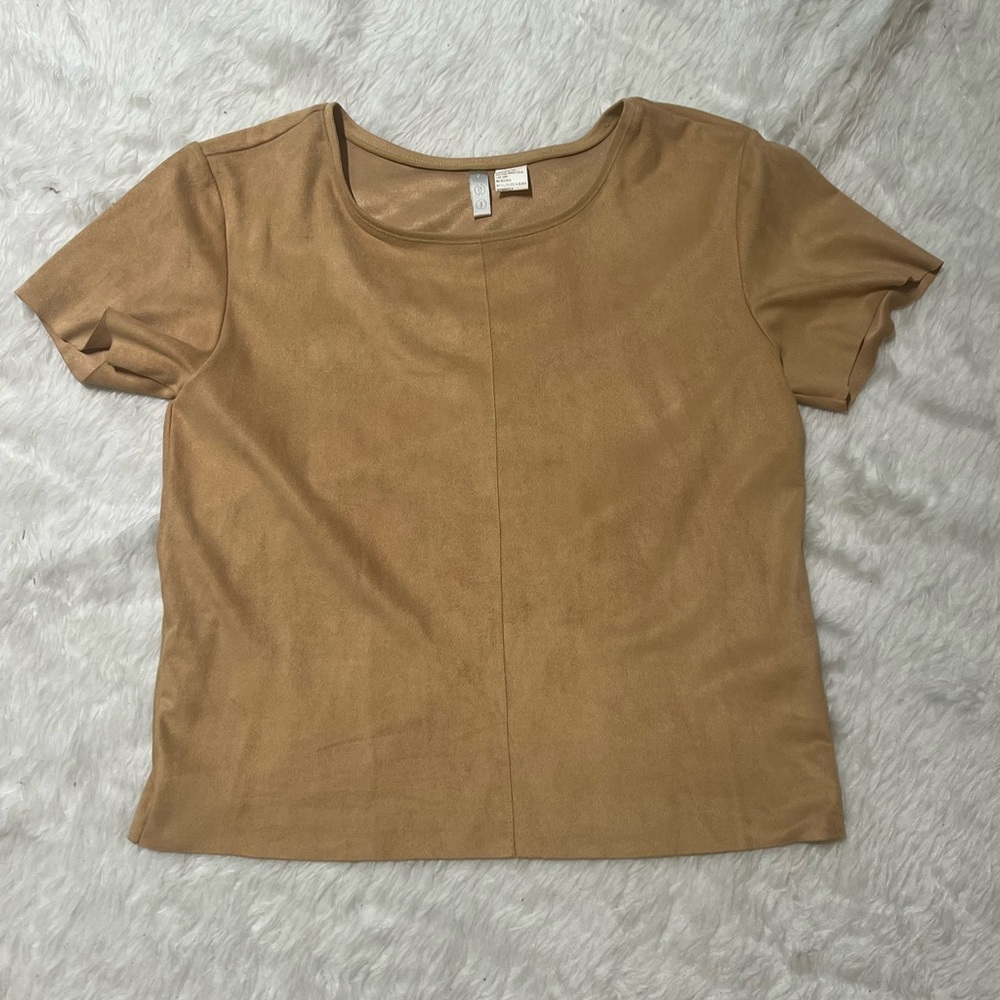 Size Small Faux Suede Short Sleeve Top and Matching Zippered Jacket with Pockets